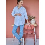 Chemise oversize en popeline grossesse et allaitement bleu glacier Chemise oversize en popeline grossesse et allaitement bleu glacier