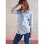 Chemise oversize rayée grossesse et allaitement bleu pâle Chemise oversize rayée grossesse et allaitement bleu pâle