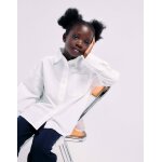 Chemise en popeline � manches longues avec �paules tombantes blanc
