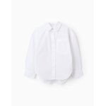 Chemise en popeline � manches longues avec �paules tombantes blanc