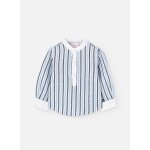 Chemise raye avec col mao bleu