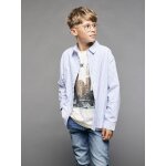 Chemise ray�e manches longues gar�on jonen ray� bleu
