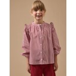 Chemise ray�e volant�e fille rayure cerise