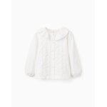 Chemise en serg de coton avec rubans onduls beige clair