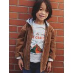 Chemise en velours garon capuche molleton camel