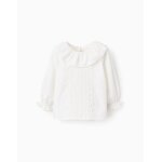 Chemisier en serg de coton avec rubans onduls beige clair