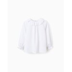 Chemisier en serg de coton  volants blanc