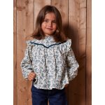Chemisier à volant motifs fleurs fille écru Chemisier à volant motifs fleurs fille écru