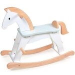 Cheval � bascule blanc, beige