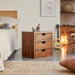 Chevet enfant en bois de palissandre massif kwarto 3 tiroirs marron