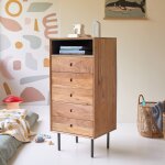 Chiffonnier enfant en bois d'acacia 5 tiroirs pavel naturel