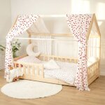 Ciel de lit cabane en gaze de coton duo 330 cm coeurs rouge