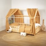 Ciel de lit cabane en gaze de coton duo 390 cm camel