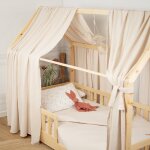 Ciel de lit cabane en gaze de coton solo 360 cm beige