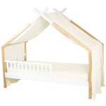 Ciel de lit cabane toile en gaze de coton jeanne 420 x 130 cm �cru