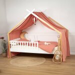 Ciel de lit cabane toile en gaze de coton jeanne 420 x 130 cm terracotta