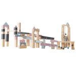 Circuit  billes 80 blocs de construction en bois massif + 20 billes gris / multicolore