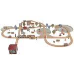 Circuit de train xxl en bois multicolore