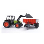 Claas nectis 267 f avec chargeur frontal et remorque � plate - forme multicolore