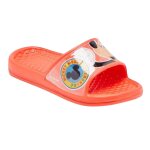 Claquettes de bain � bride imprim�e, semelle moul�e mickey corail