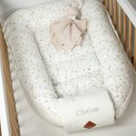 Cocon b�b� matelass� nid r�ducteur de lit sidonia, beige, �cru, blanc