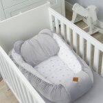 Cocon b�b� matelass� nid r�ducteur de lit stella, imprim� �toiles blanc,