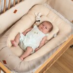 Cocon nid r�ducteur de lit en coton nid d'abeille beige