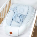 Cocon nid r�ducteur de lit en coton nid d'abeille bleu