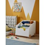 Coffre bibliothque  roulettes ligne school blanc