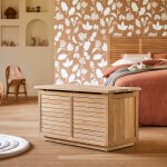 Coffre enfant suzette en teck massif marron clair