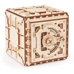 Coffre - fort m�canique en bois � construire puzzle 3d �ducatif et ludique pour enfants brown