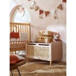 Coffre � jouets cannage po�sie rose