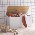 Coffre  jouets enfant couvercle rabattable poignes latrales tobias blanc