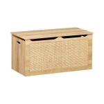 Coffre À jouets enfant effet bois et cannage bohème naturel Coffre À jouets enfant effet bois et cannage bohème naturel