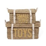 Coffre  jouets en rotin 2 pices marron