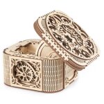 Coffre au tr�sor en bois � construire bo�te m�canique 3d avec cl� et compartiment secret brown