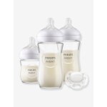 Coffret 3 biberons verre + sucette philips avent natural response transparent