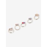 Coffret de 5 bagues fille rose
