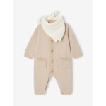 Coffret b�b� combinaison tricot et bandana beige chin�