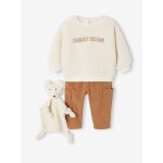 Coffret bb sweat - shirt + pantalon + doudou caramel