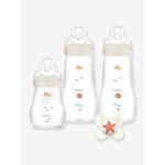 Coffret de biberons en verre beige