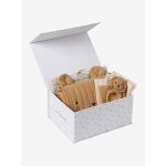 Coffret cadeau naissance 8 pices : 1 hochet, 1 tapis  langer nomade, 5 lingettes, 1 pochette babylone ...