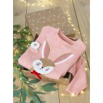 Coffret cadeau pull jacquard noël et accessoire fille rose poudré Coffret cadeau pull jacquard noël et accessoire fille rose poudré