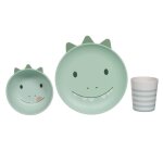 Coffret dejeuner pieces dino vert