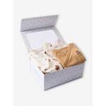 Pyjama bb + 2 bodies oursons coffret cadeau naissance cru