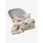 Coffret doudou personnalisable + anneaux de dentition + lange avec mallette cherry rouge