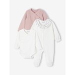 Ensemble bb fille pyjama + body + gilet coffret cadeau naissance rose