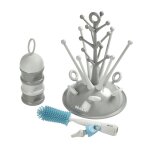 Coffret naissance �goutte biberon + bo�te doseuse + goupillon gris