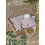 Coffret nol bb fille bonnet + snood + moufles rose poudr
