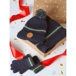 Coffret nol bonnet renne + snood + moufles / gants garon marine